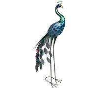 St Helens Home and Garden Metal Elegant Peacock Garden Decorative Free Standing Ornament Sculpture 110cm Height For Gardens, Ponds, Paths