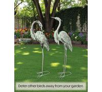 St Helens Home and Garden Pair of Metal Elegant Heron Garden Decorative Free Standing Ornament Sculpture 65cm Height For Gardens, Ponds, Paths