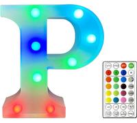 St Helens Home and Garden RGB Colourful Light Up Letter Sign with Remote Control Battery Operated for Parties, Weddings, Celebrations, Bedrooms, Battery Operated. Letter P