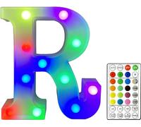 St Helens Home and Garden RGB Colourful Light Up Letter Sign with Remote Control Battery Operated for Parties, Weddings, Celebrations, Bedrooms, Battery Operated. Letter R