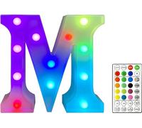 St Helens Home and Garden RGB Colourful Light Up Letter Sign with Remote Control Battery Operated for Parties, Weddings, Celebrations, Bedrooms, Battery Operated. Letter M