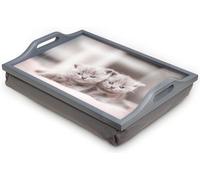 St Helens Home And Garden Wooden Lap Tray With Kitten Design And Cushion