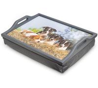 St Helens Home And Garden Wooden Lap Tray With Puppy Design And Cushion