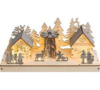 Battery Powered Wooden Light Up Festive Scene Netagon Light Beige One Size