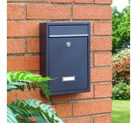 St Helens Home & Garden Compact Post Box Black With A Front Access Door And A Mail Slot Positioned On The Main Housing