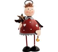 St Helens Home & Garden Metal Angel Ornament with Wings, Halo, & Bell - Add a touch of glass to your Christmas decorations this year (Red)
