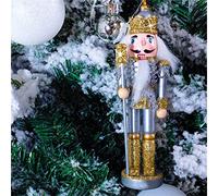 St Helens Home & Garden Nutcracker Christmas Tree Decoration with Hanger 15cm Height - Add a touch of class to your Christmas tree (Gold and Silver Crown)