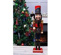 St Helens Home & Garden Nutcracker with Sceptre Christmas Decoration 60cm Height - Wonderfully Festive with Vibrant Colour Detail