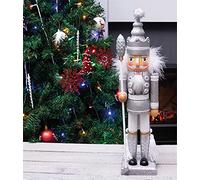 Nutcracker with Staff Christmas Decoration Netagon Silver One Size