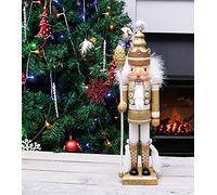 Gold Nutcracker with Staff Christmas Decoration Netagon Gold One Size