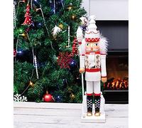 St Helens 40Cm Glitter Nutcracker Soldier - White, White