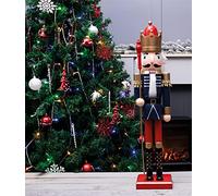 St Helens Home & Garden Nutcracker with Staff Christmas Decoration 60cm Height - Wonderfully Festive with Vibrant Colour Detail