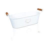 St Helens Home & Garden Oval Metal Planter With Handles White
