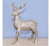 Glitter Festive Christmas Reindeer Ornament Decoration Netagon Silver One Size