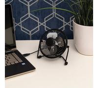 Prem-i-air Black Mini 4" USB Powered Desk Fan, Adjustable Head and Body. Use in Cars, Vehicles and Caravans with USB Port