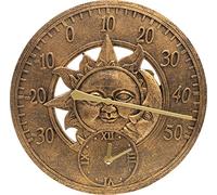 St Helens Home & Garden Vintage Sun and Moon Clock and Thermometer 300mm / 12"