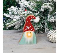 St Helens Home & Garden Wooden Gonk Decoration with Light up Nose and Fluffy Beard - Delight your family and friends at Christmas