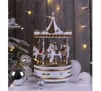 St Helens Xmas Carousel Music Box, White