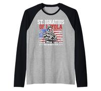 St Ignatius of Loyola Catholic Patron Saint of Soldiers Flag Raglan Baseball Tee