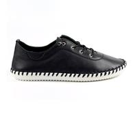 St. Ives Black Leather Plimsoll