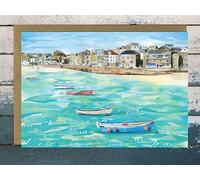 St Ives Harbour, Cornwall, a handcrafted paper collage art card, 5x7 inches, printed on premium FSC-certified matte paper