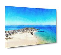 St Ives In Cornwall Canvas Print | Gallery Wrapped 30mm Frame Wall Art | 24x16 inches | Ready to Hang | Modern Picture | Living Room Bedroom Lounge Office