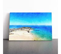 St Ives In Cornwall | Canvas Wall Art Print | Framed & Ready to Hang Picture | Modern Home Decor for Living Room, Bedroom, Kitchen or Office | 30x20 Inches