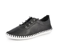 St Ives Leather Plimsolls Lunar Black 3