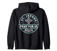 St Jerome Pray For Us Catholic Patron Saint Graphic Zip Hoodie