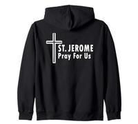 St. Jerome Pray For Us Cross Catholic Faith Zip Hoodie
