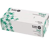 St John Ambulance Disposable Gloves, Vinyl, Powdered, 100 Pieces L