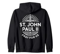 St. John Paul II Pray For Us Catholic Christian Cross Zip Hoodie