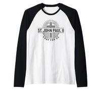 St. John Paul II Pray for Us Catholic Saint Devotion Raglan Baseball Tee