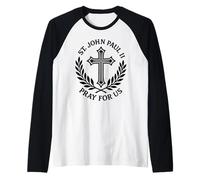 St. John Paul II Pray for Us Catholic Saint Prayer Raglan Baseball Tee