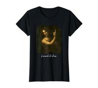 St John the Baptist by Leonardo da Vinci Famous Painting Art Value Graphic T-Shirt, Women, Black, XS