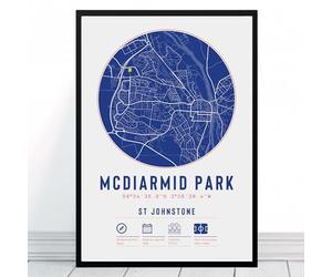 St Johnstone McDiarmid Park Stadium Map | Framed & Print Only Available | Minimalist Gift FC Football Fan Poster Art Artwork Gift For Him Memorabilia | Father's Day Christmas Birthday