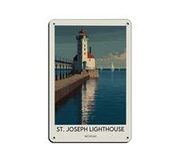 St. Joseph Lighthouse Poster Art Tin Sign Vintage Metal Pub Club Cafe Bar Home Wall Art Decoration Poster Retro 8x12inch(20x30cm)