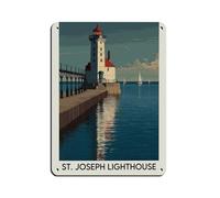 St. Joseph Lighthouse Poster Art Tin Sign Vintage Metal Pub Club Cafe Bar Home Wall Art Decoration Poster Retro 12x16inch(30x40cm)