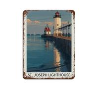 St. Joseph Lighthouse Poster Retro Poster Metal Tin Sign Chic Art Retro Iron Painting Bar People Cave Cafe Family Garage Poster Wall Decoration 12x16inch(30x40cm)