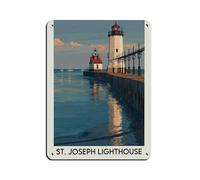 St. Joseph Lighthouse Poster Tin Sign Vintage Metal Pub Club Cafe Bar Home Wall Art Decoration Poster Retro 12x16inch(30x40cm)