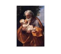 St Joseph with The Infant Jesus by Guido Reni Canvas Printed Poster Artworks Picture Print Wall Art Painting Canvas Gift Decor Homes Decorative 08x12inch(20x30cm)