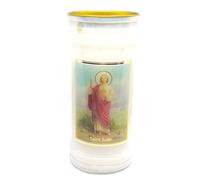 St. Jude candle 72 hour burn Prayer Saint Catholic 15cm White