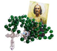 St Jude Rosary Glass Bead Catholic Gift Set with Patron Saint Holy Prayer Card