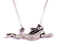St Justin - Pewter - Leaping Hare Necklace - 18 inch