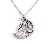 St Justin, Pewter Moon Gazing Hare Pendant - 18" Trace Chain