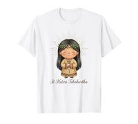 St Kateri Tekakwitha Prayer with Rosary for Kids T-Shirt