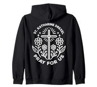 St. Katharine Drexel Catholic Pray For Us Cross Zip Hoodie