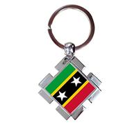 St Kitts and Nevis Luxury Jigsaw Shaped Metal Keyring In A Gift Box