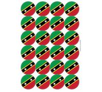 St Kitts and Nevis National Flag Circular Matt Paper Stickers A4 Sheet of 24 (Each Sticker is 45mm Diameter)