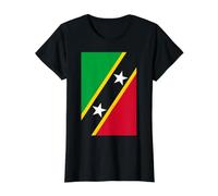 St Kitts & Nevis Flag Value Graphic T-Shirt, Women, Black, L